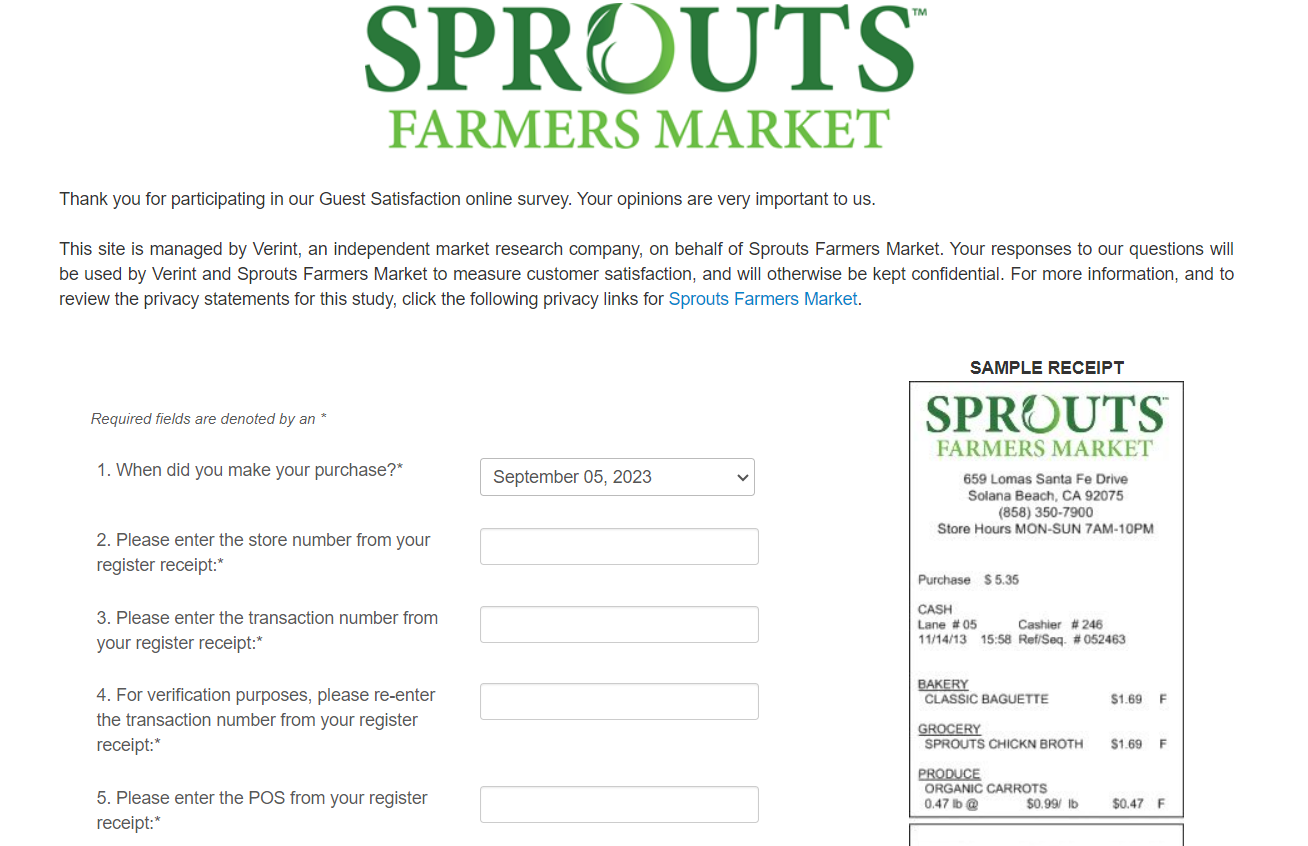 Sprouts Feedback Survey
